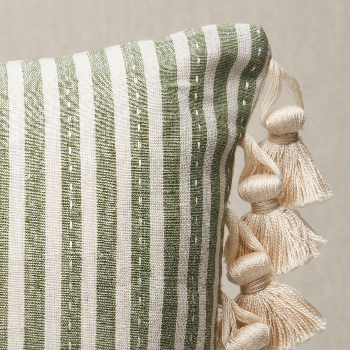 Mathis Ticking Stripe Pillow Sage - Main Image