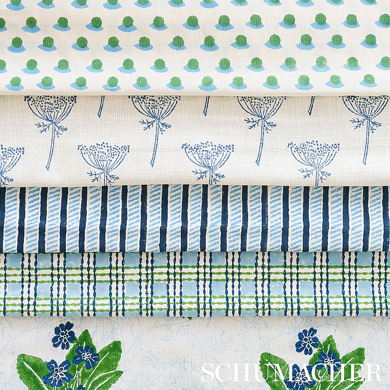 Trellis Hand Block Print | Sky & Grass