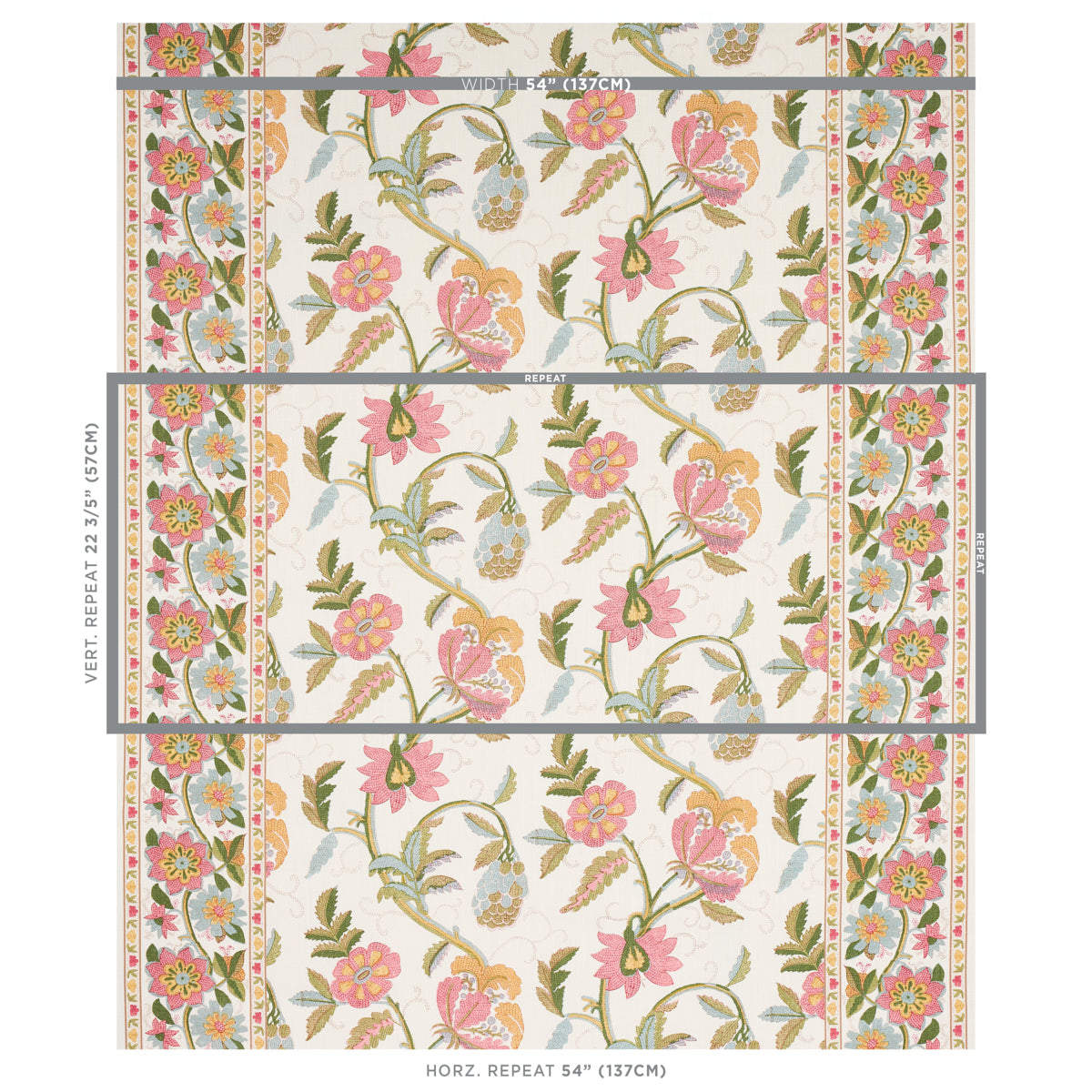 INDALI BORDERED LINEN | PINK AND LEAF