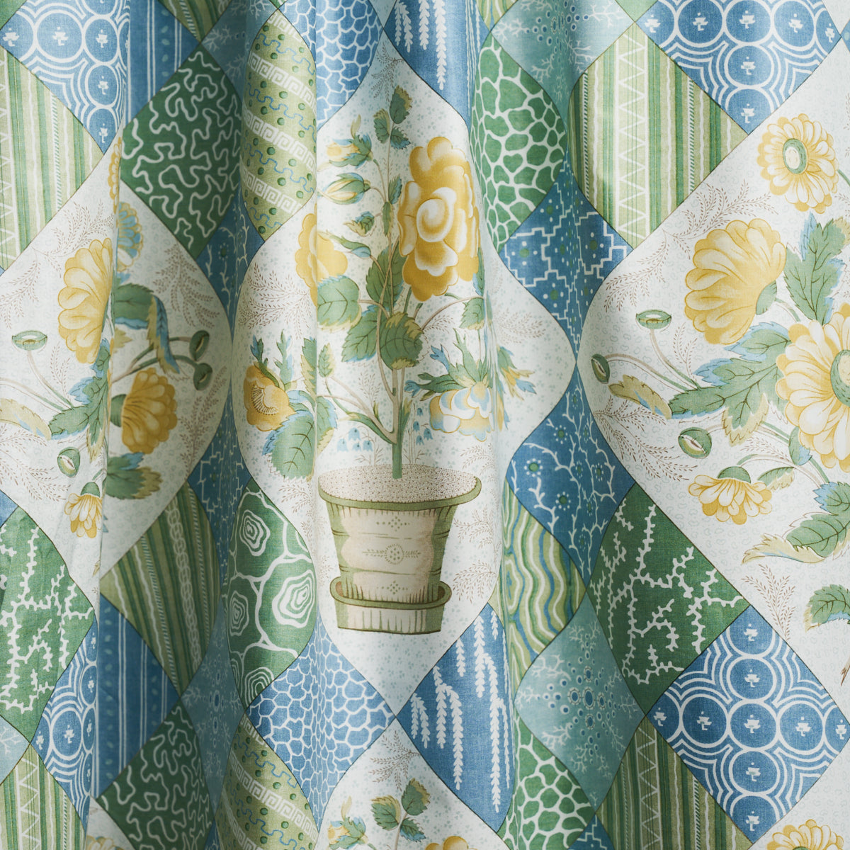 CALDWELL PATCHWORK CHINTZ | YELLOW AND CORNFLOWER