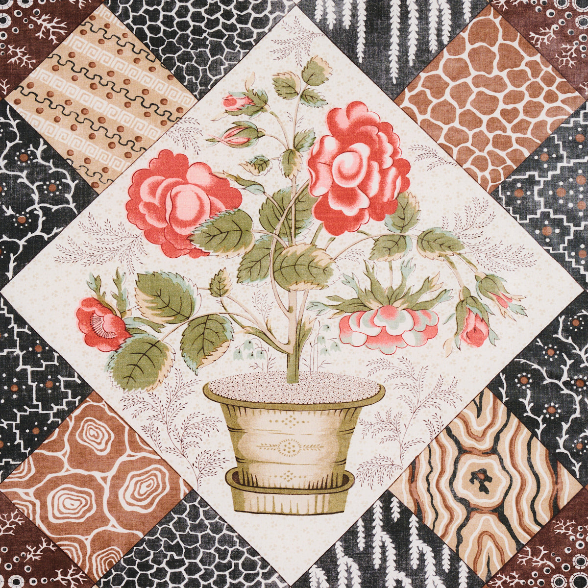 CALDWELL PATCHWORK CHINTZ | ROSE AND CHOCOLATE