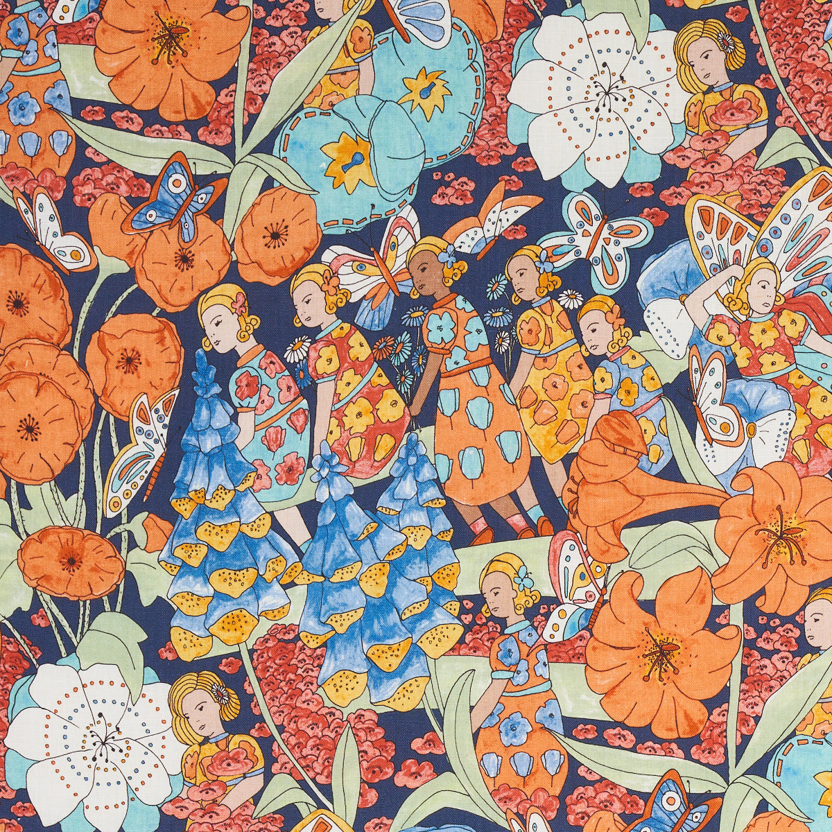 FAIRIE GARDEN | ORANGE AND NAVY