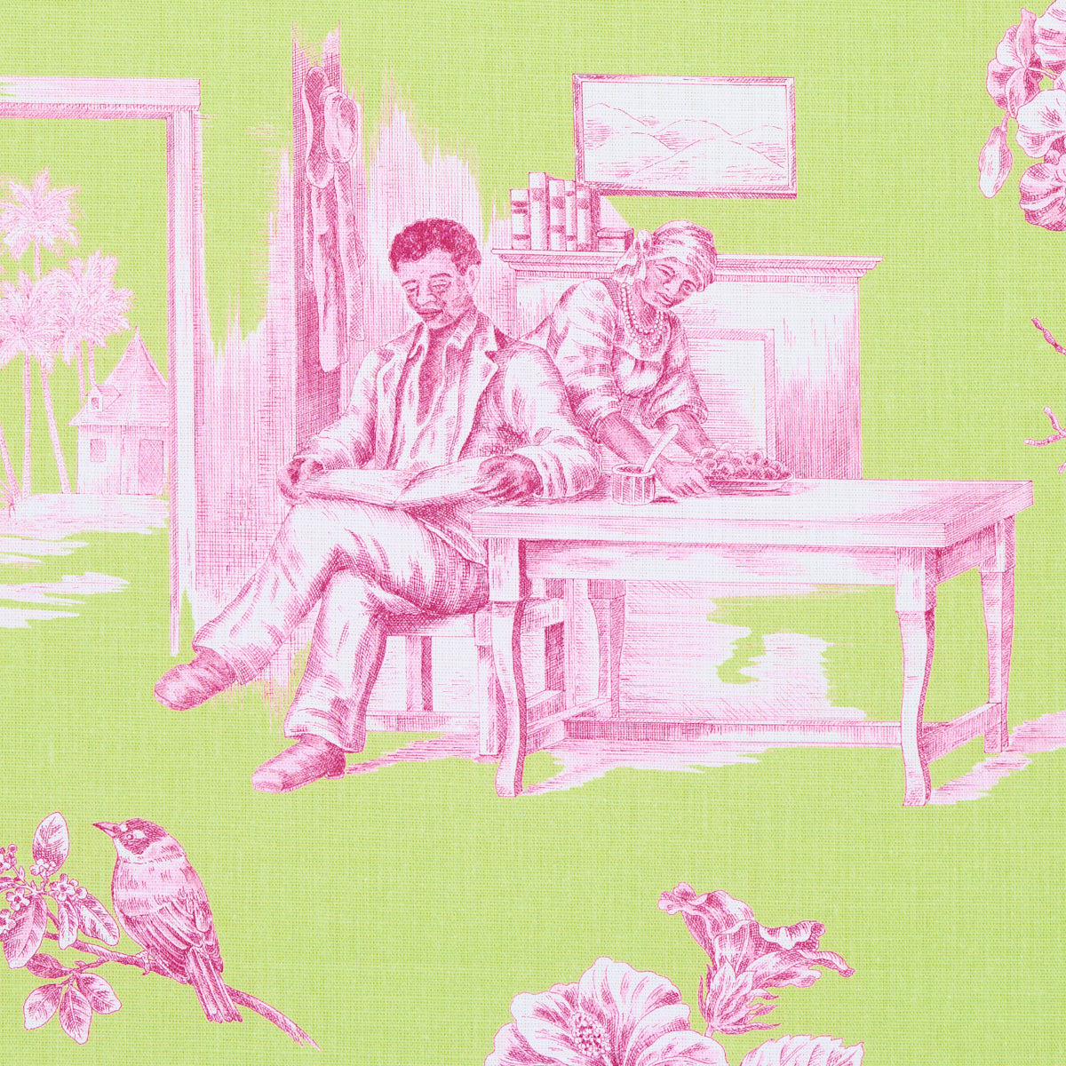 TOUSSAINT TOILE | Pink & Green