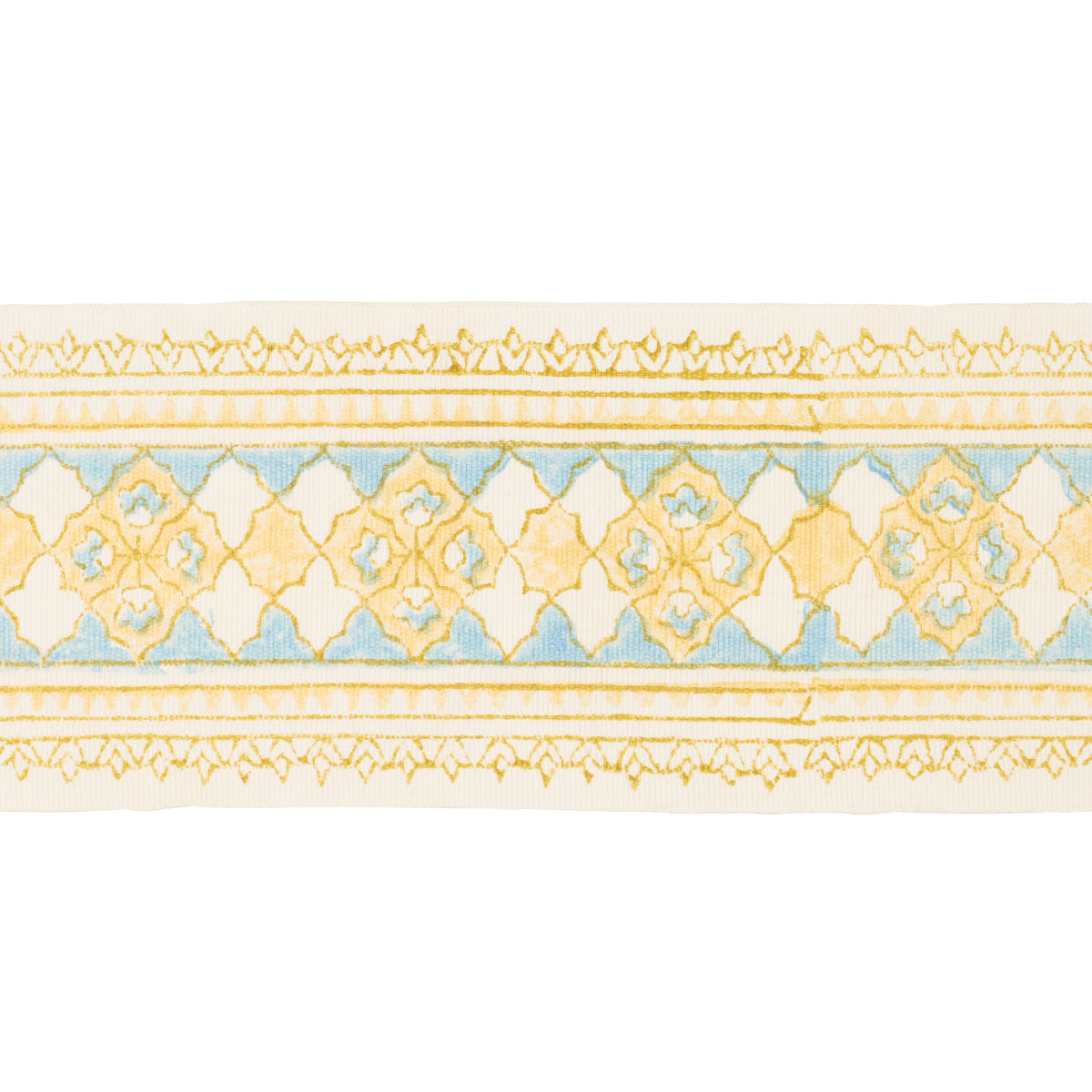 AMIRA HAND BLOCK PRINTED TAPE | YELLOW & AQUA