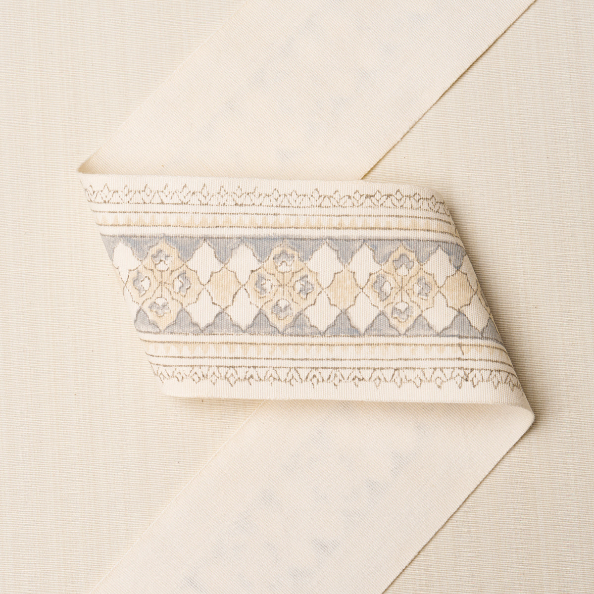 AMIRA HAND BLOCK PRINTED TAPE | Sand & Grey