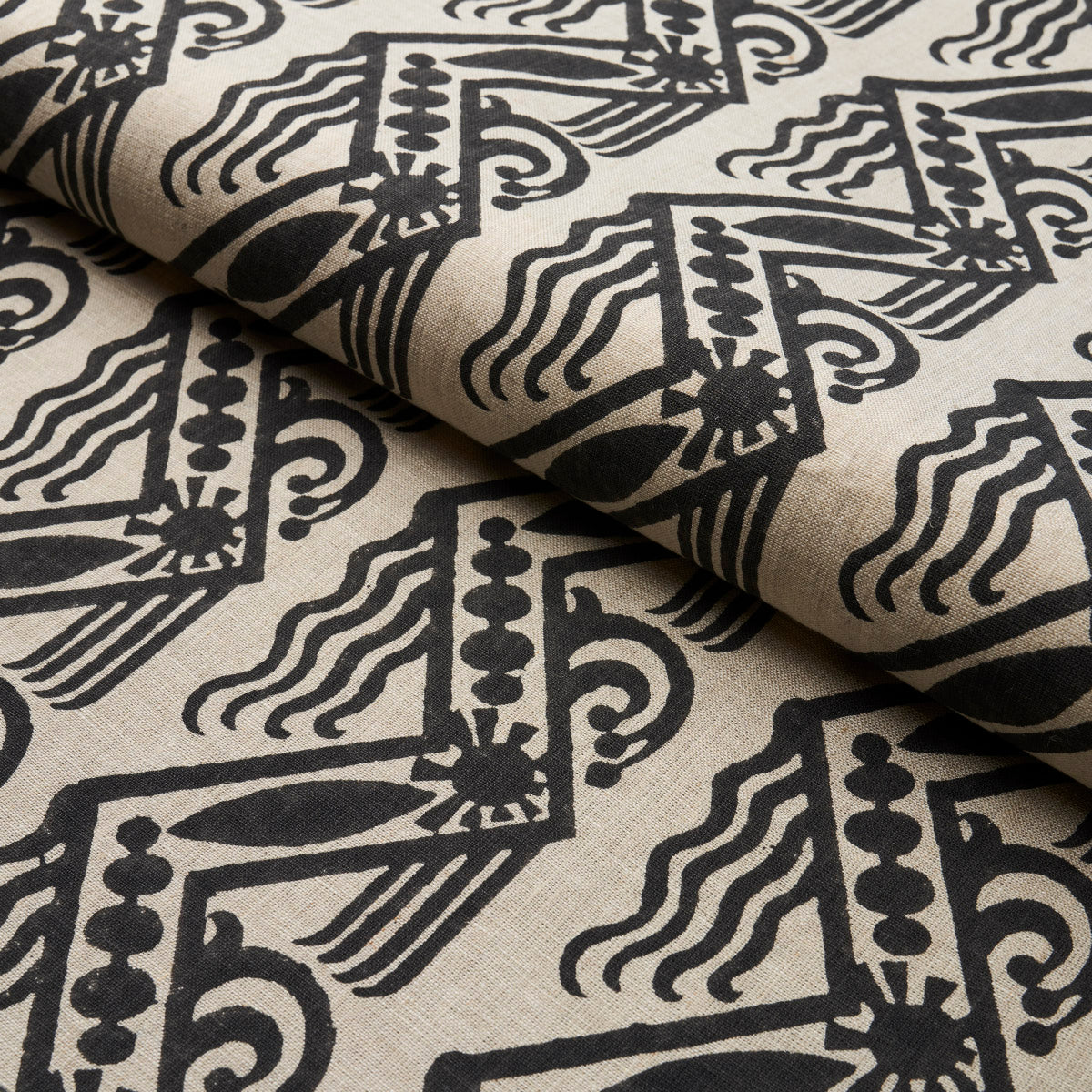 VENETIAN ZIG ZAG BLOCK PRINT | BLACK ON NATURAL