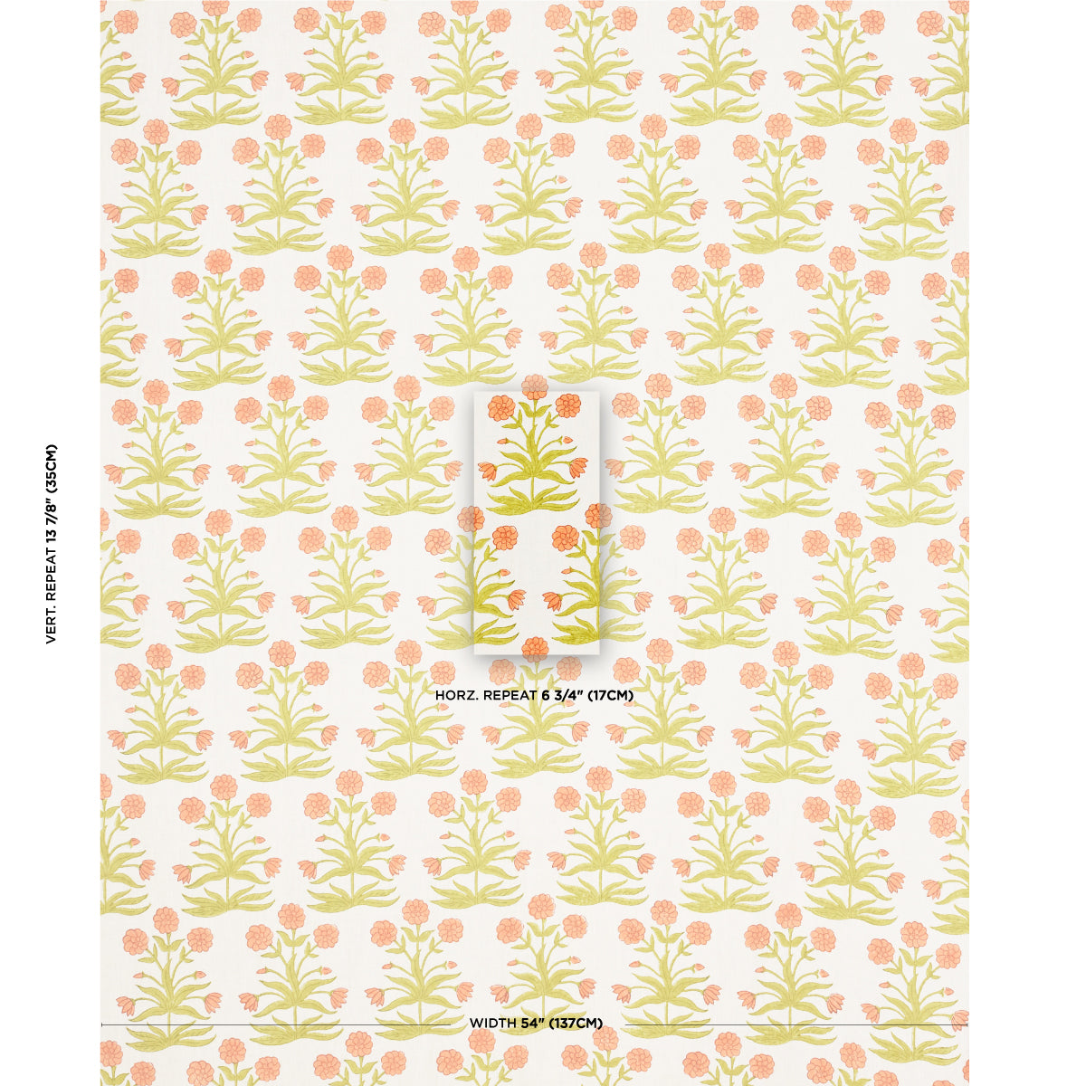 MUGHAL HAND BLOCK PRINT | Peach Sap Green