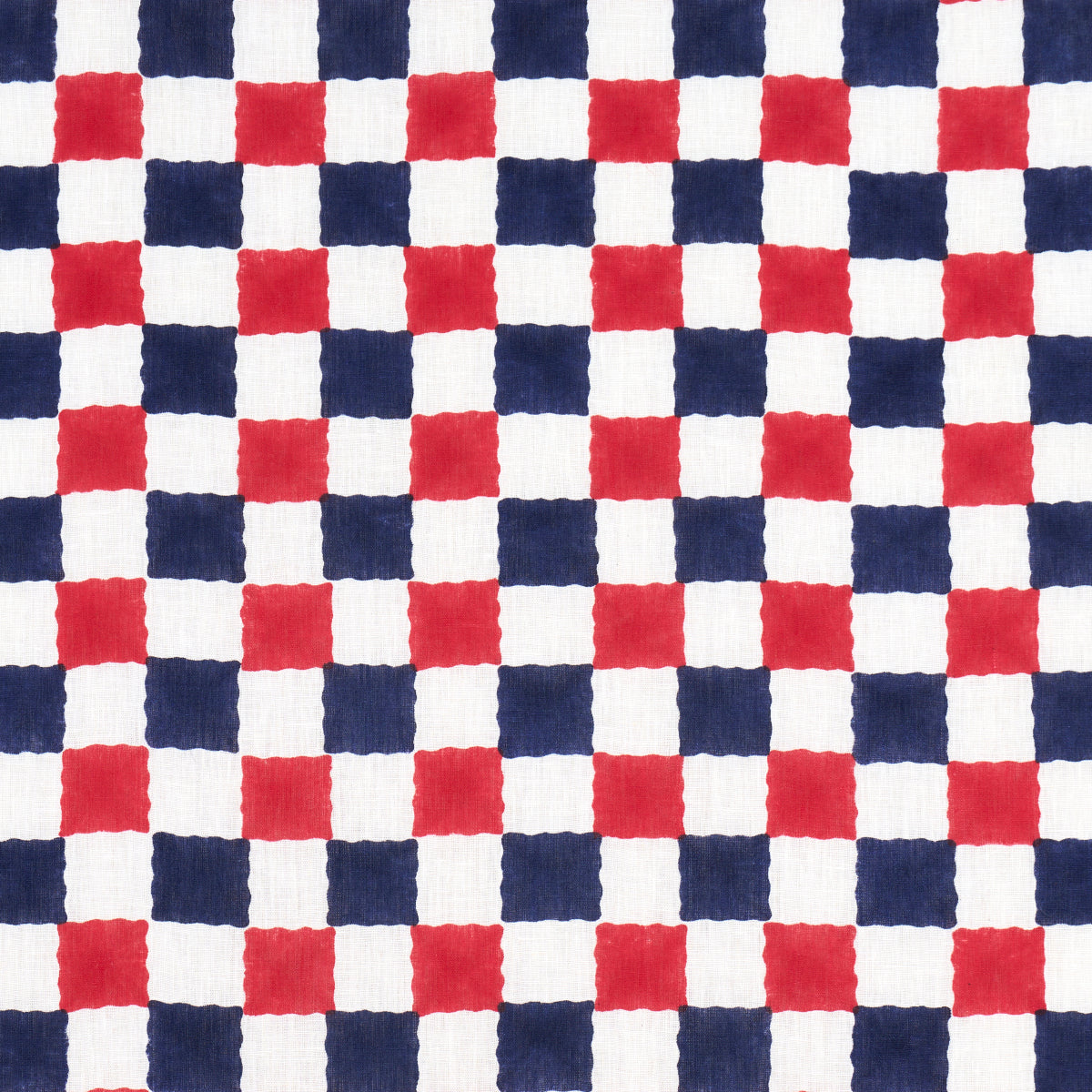 CHEQUER HAND BLOCK PRINT | RED/NAVY