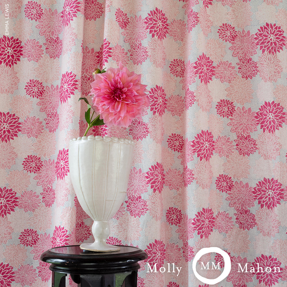 Dahlia Hand Block Print | Hot Pink