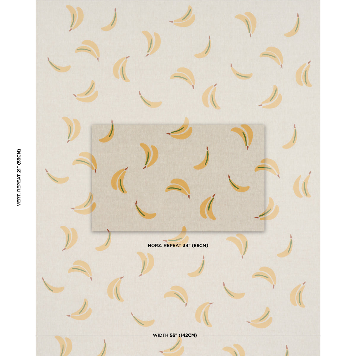 BANANA STAND HAND BLOCK PRINT | Ochre And Green On Natural