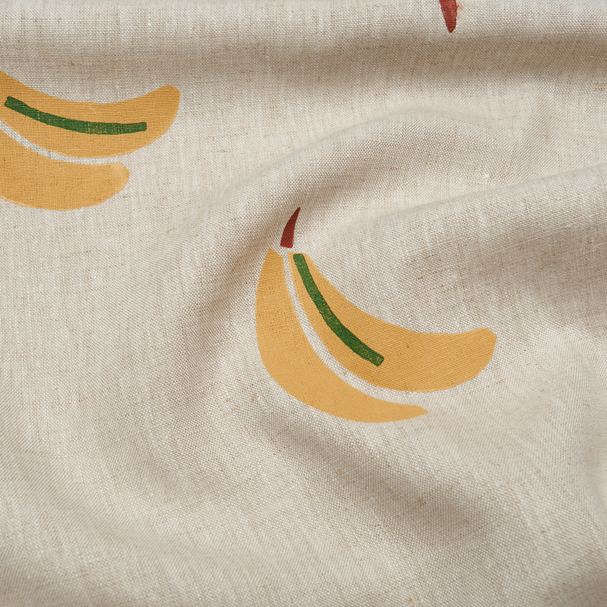 BANANA STAND HAND BLOCK PRINT | Ochre And Green On Natural