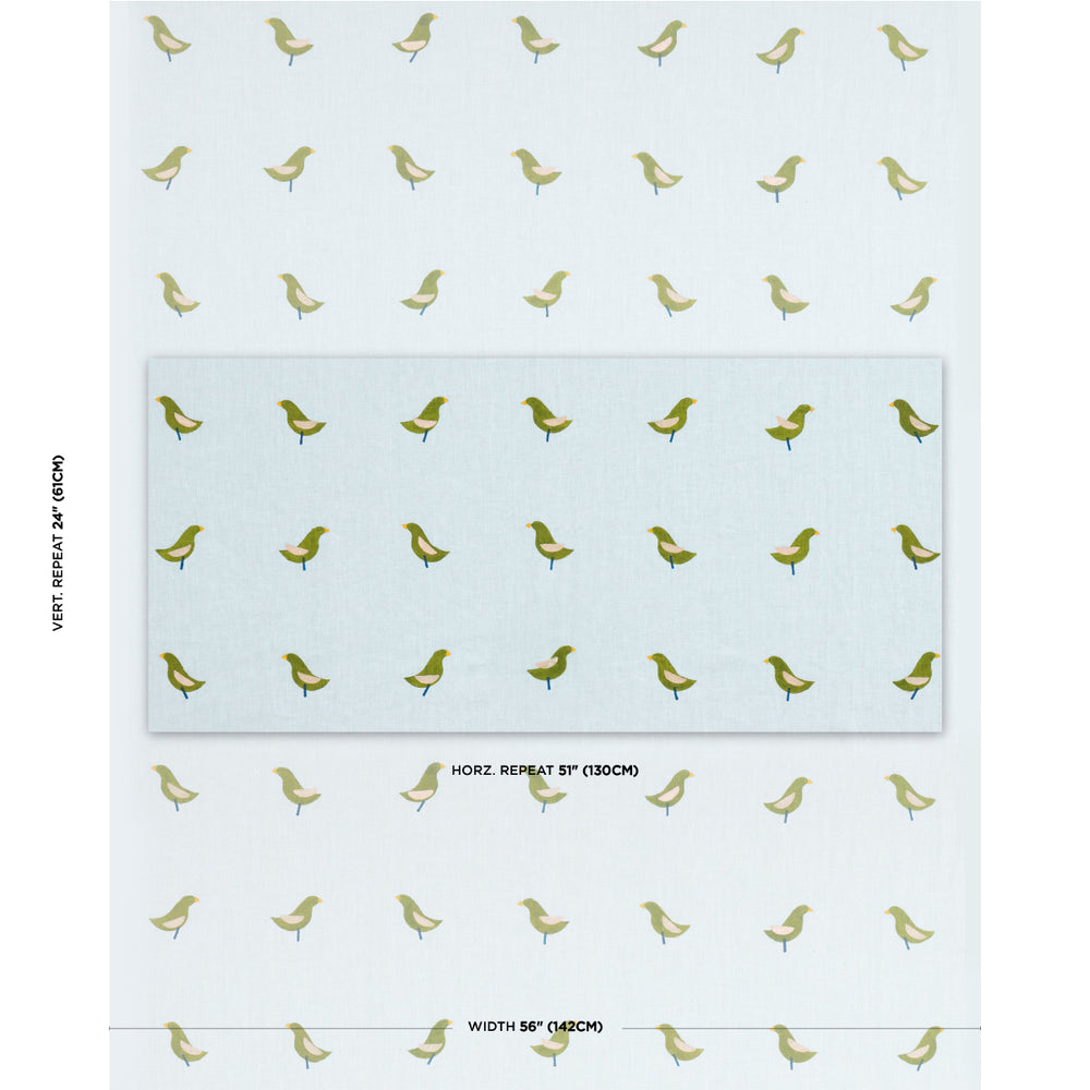 BIRDS HAND BLOCK PRINT | Green On Sky