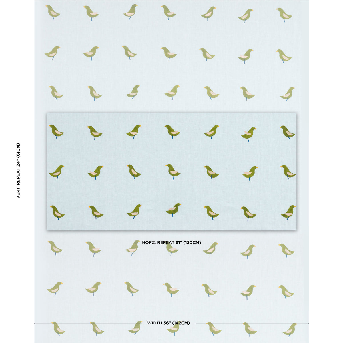 BIRDS HAND BLOCK PRINT | Green On Sky