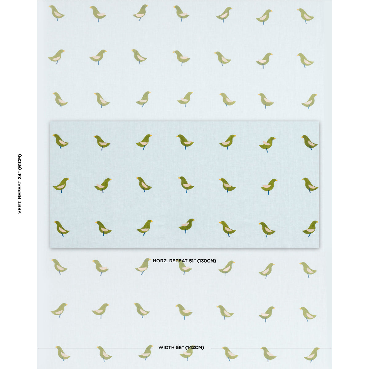 BIRDS HAND BLOCK PRINT | GREEN ON SKY