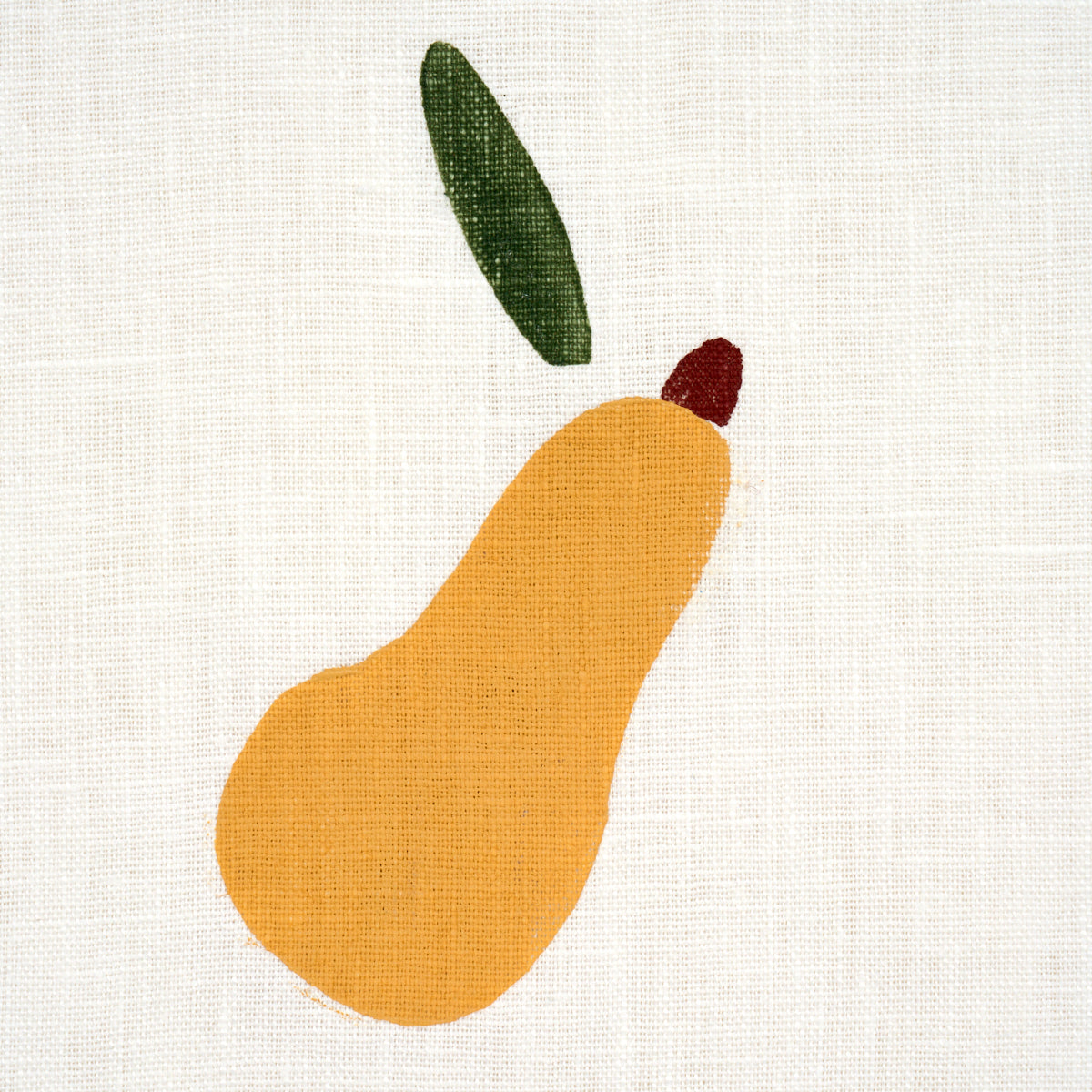 PEARS HAND BLOCK PRINT | GREEN AND OCHRE ON WHITE