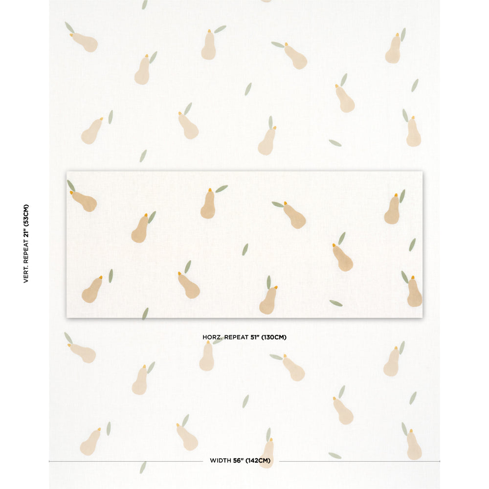 PEARS HAND BLOCK PRINT | Buff And Sage On White