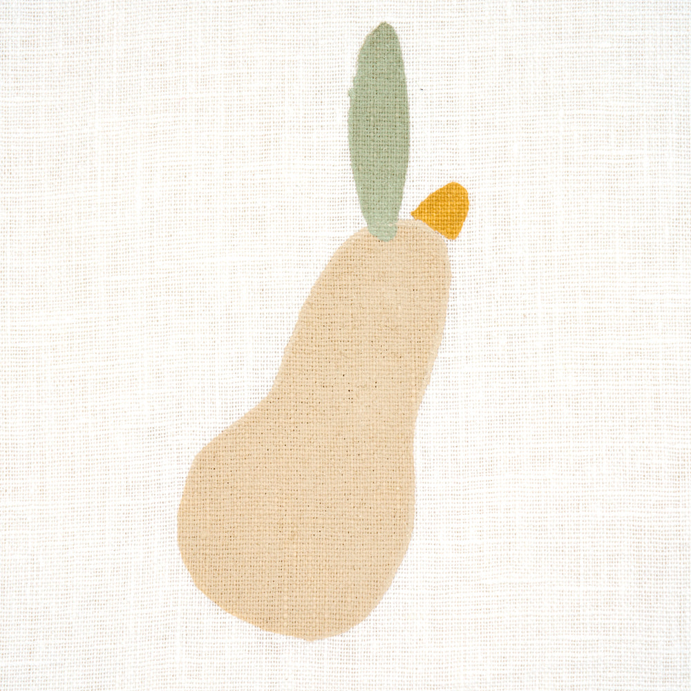 PEARS HAND BLOCK PRINT | Buff And Sage On White