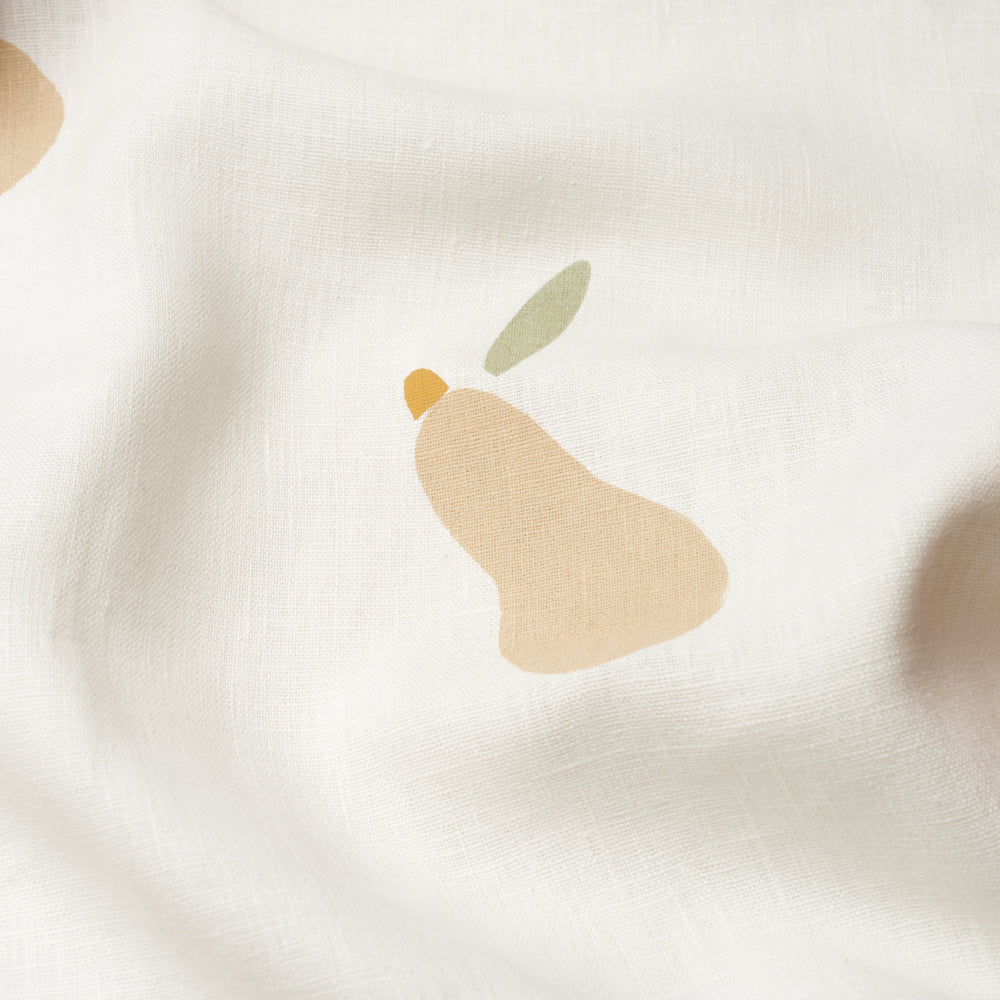 PEARS HAND BLOCK PRINT | Buff And Sage On White