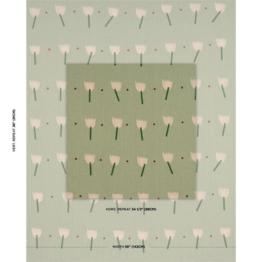 TULIP PLAY HAND BLOCK PRINT | Peach On Sage