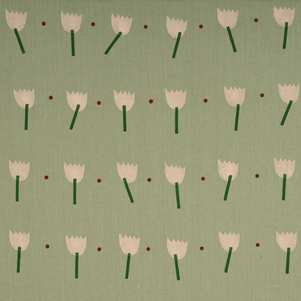 TULIP PLAY HAND BLOCK PRINT | Peach On Sage
