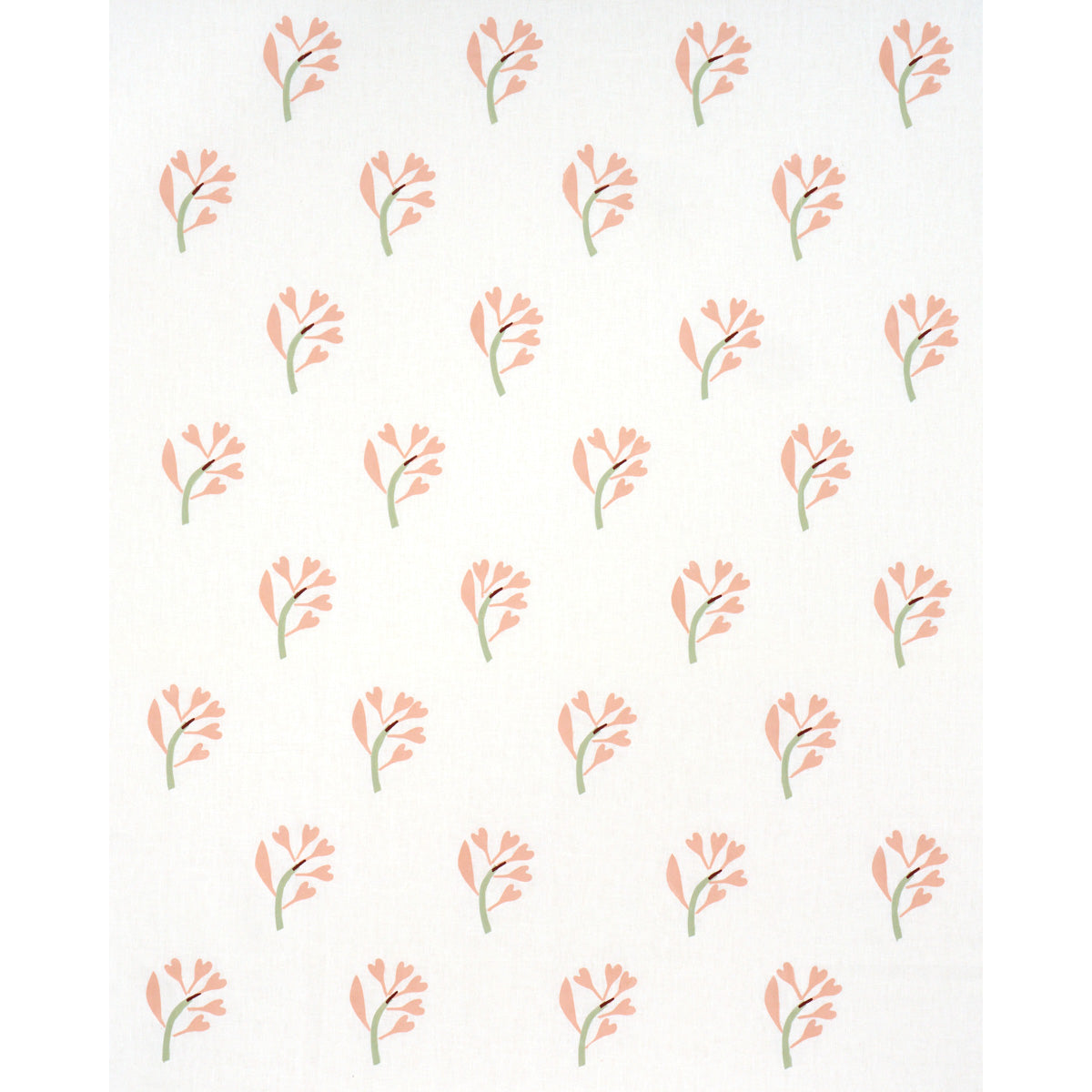 GINKGO HAND BLOCK PRINT | PINK AND SAGE ON WHITE