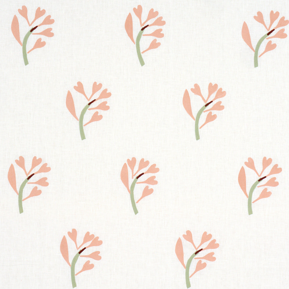 GINKGO HAND BLOCK PRINT | Pink And Sage On White
