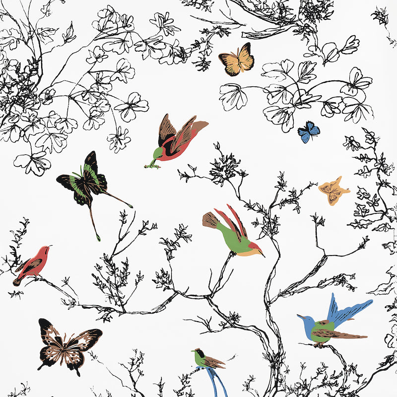 BIRDS & BUTTERFLIES | MULTI ON WHITE