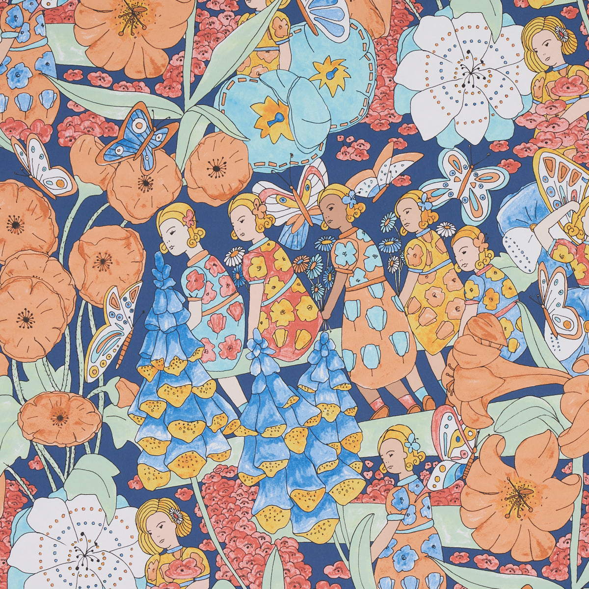 FAIRIE GARDEN | ORANGE AND NAVY