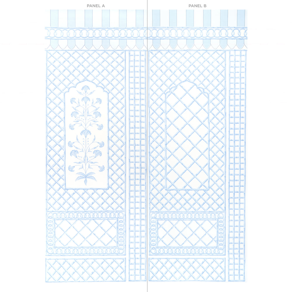 BAMBOO TRELLIS PANEL B | Blue