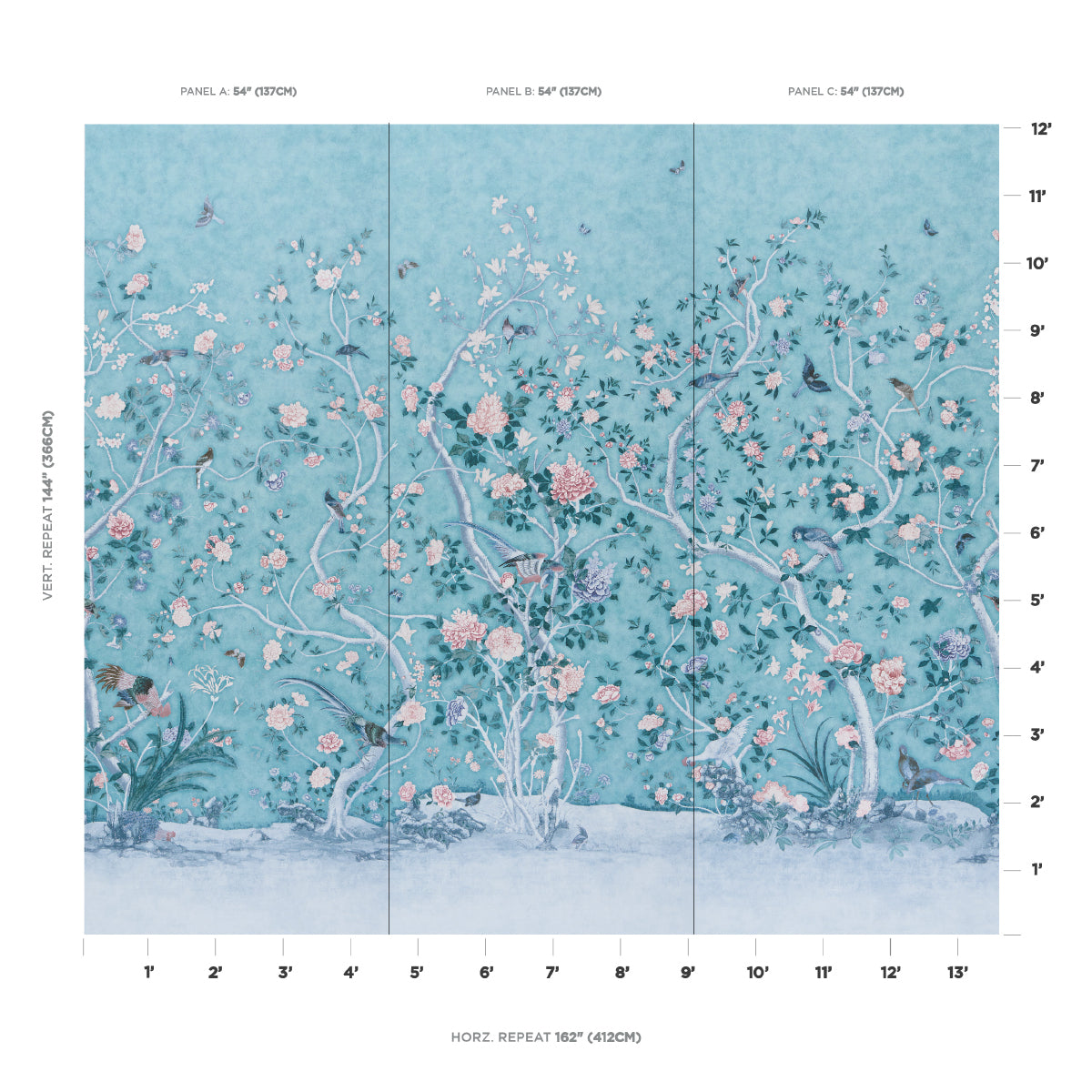 LES OISEAUX PANEL SET | Blue Turquoise