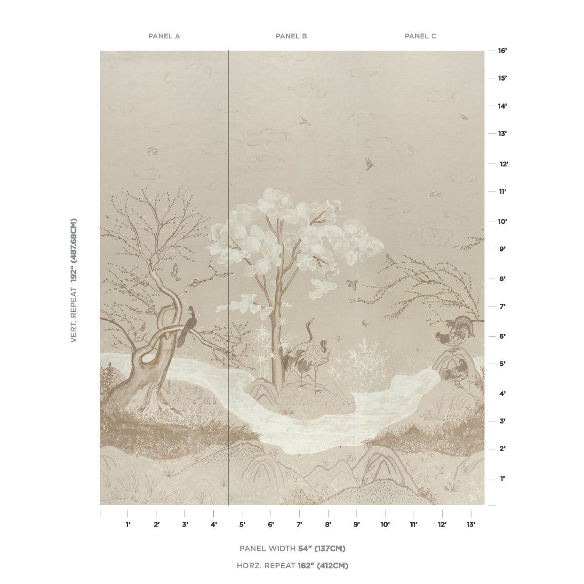 BIRDSONG 3 PANEL SET | Ivory