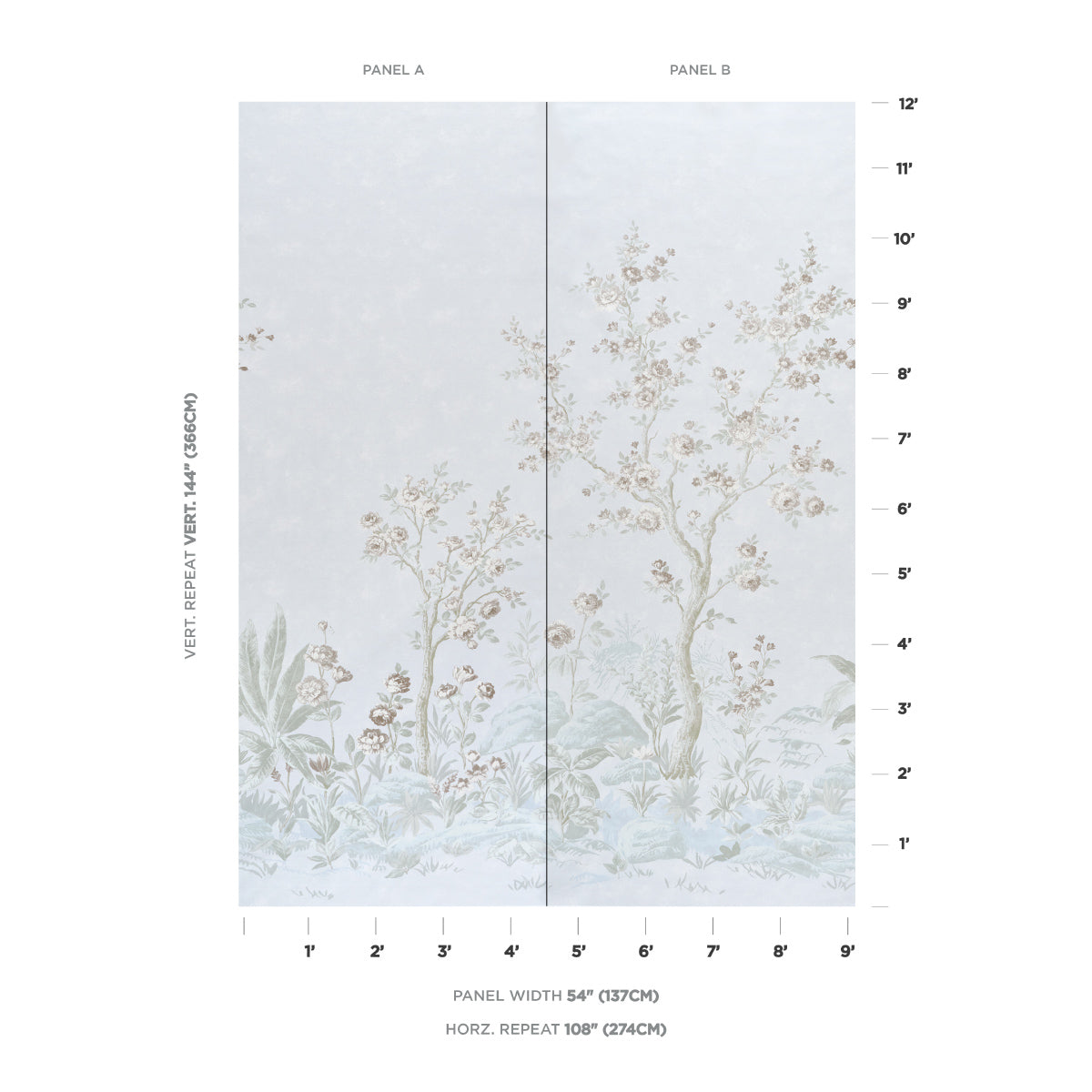 CHARLOTTE'S GARDEN 2 PANEL SET | Periwinkle