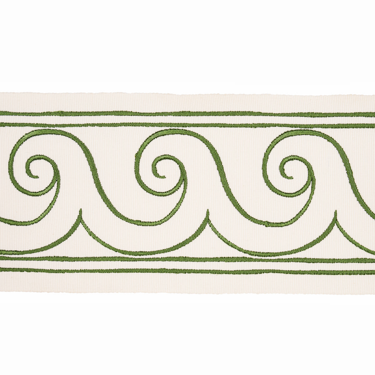 GREEK WAVES TRIM | GREEN ON IVORY