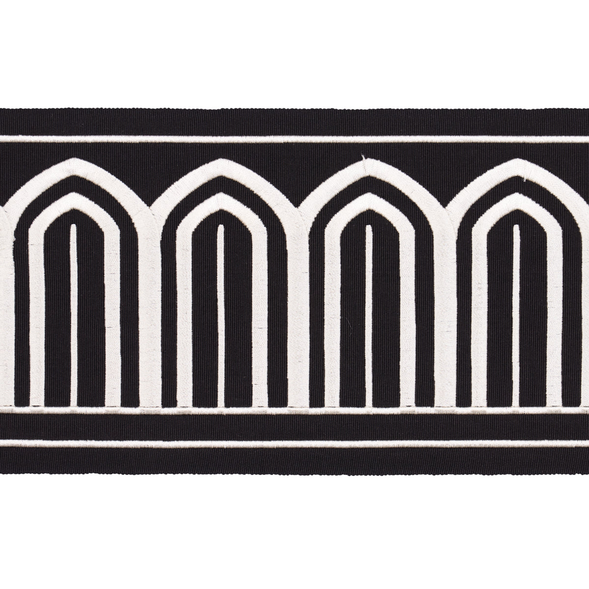 ARCHES EMBROIDERED TAPE WIDE | WHITE ON BLACK