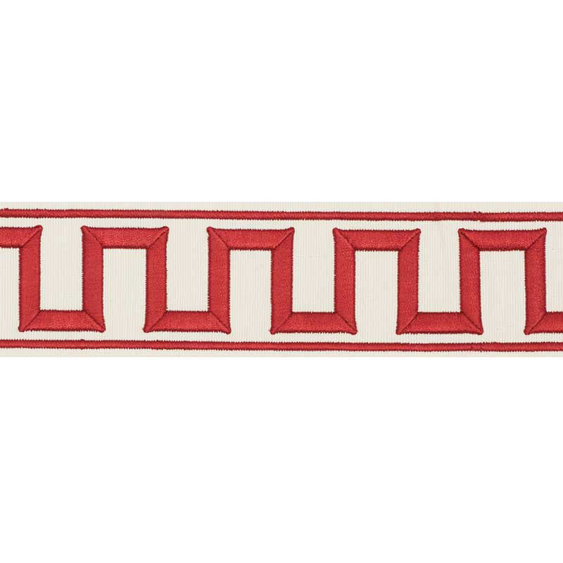 GREEK KEY EMBROIDERED TAPE | Red