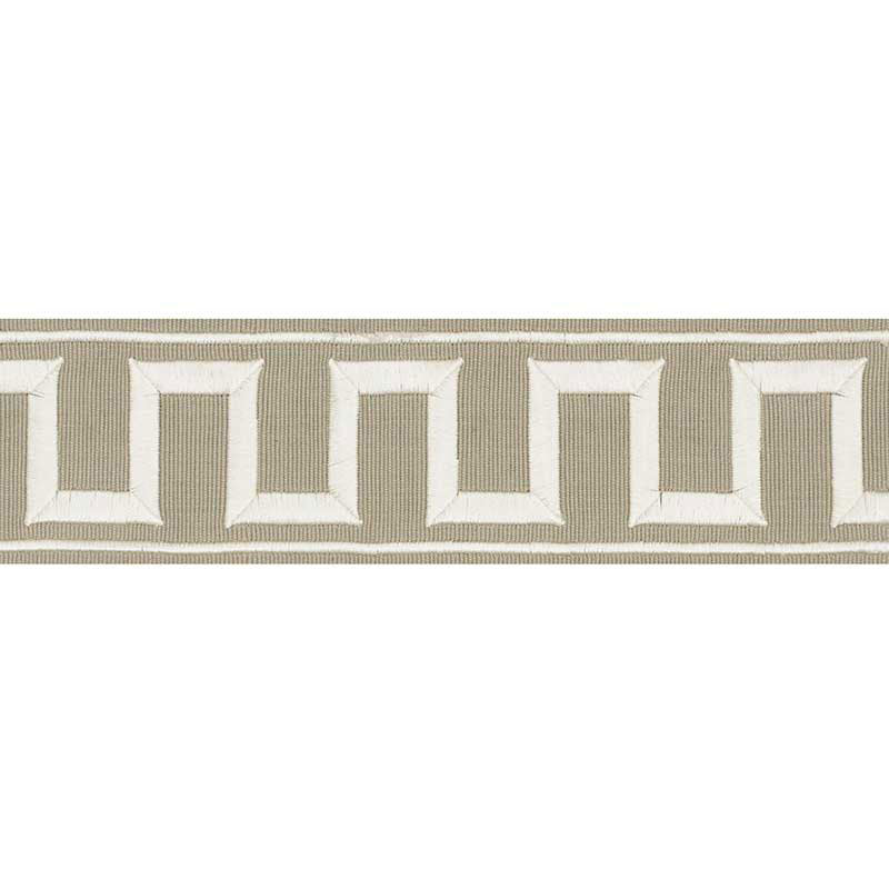 GREEK KEY EMBROIDERED TAPE | Taupe