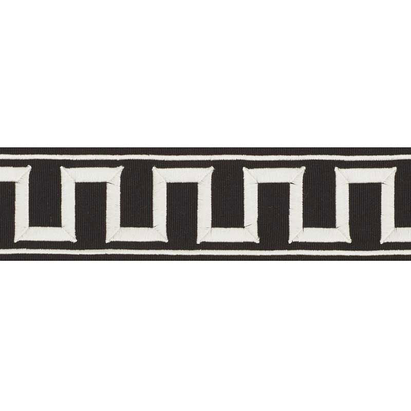 GREEK KEY EMBROIDERED TAPE | White On Black