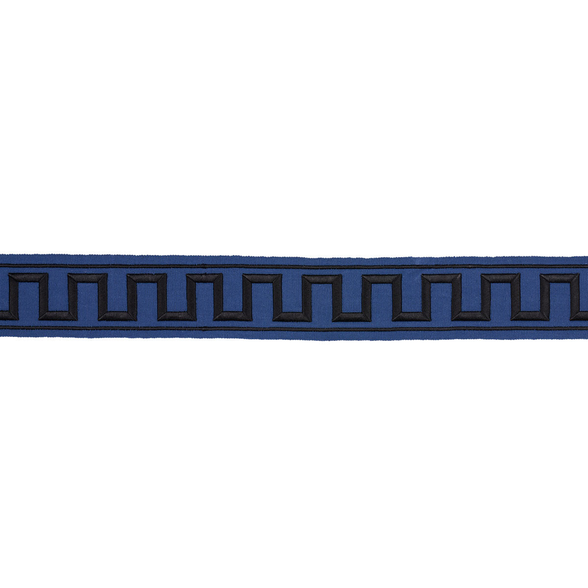 GREEK KEY EMBROIDERED TAPE | Black On Navy