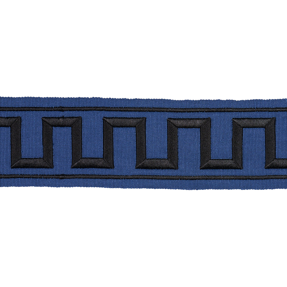 GREEK KEY EMBROIDERED TAPE | BLACK ON NAVY