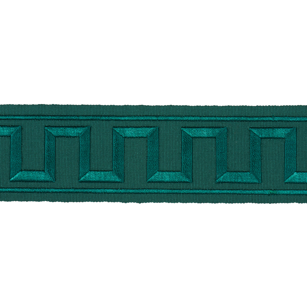 GREEK KEY EMBROIDERED TAPE | Emerald