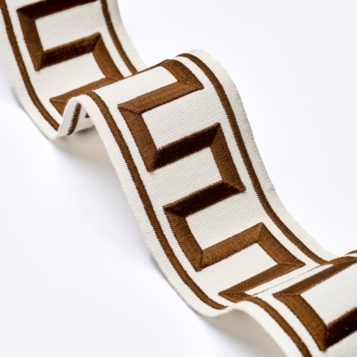 GREEK KEY EMBROIDERED TAPE | Brown