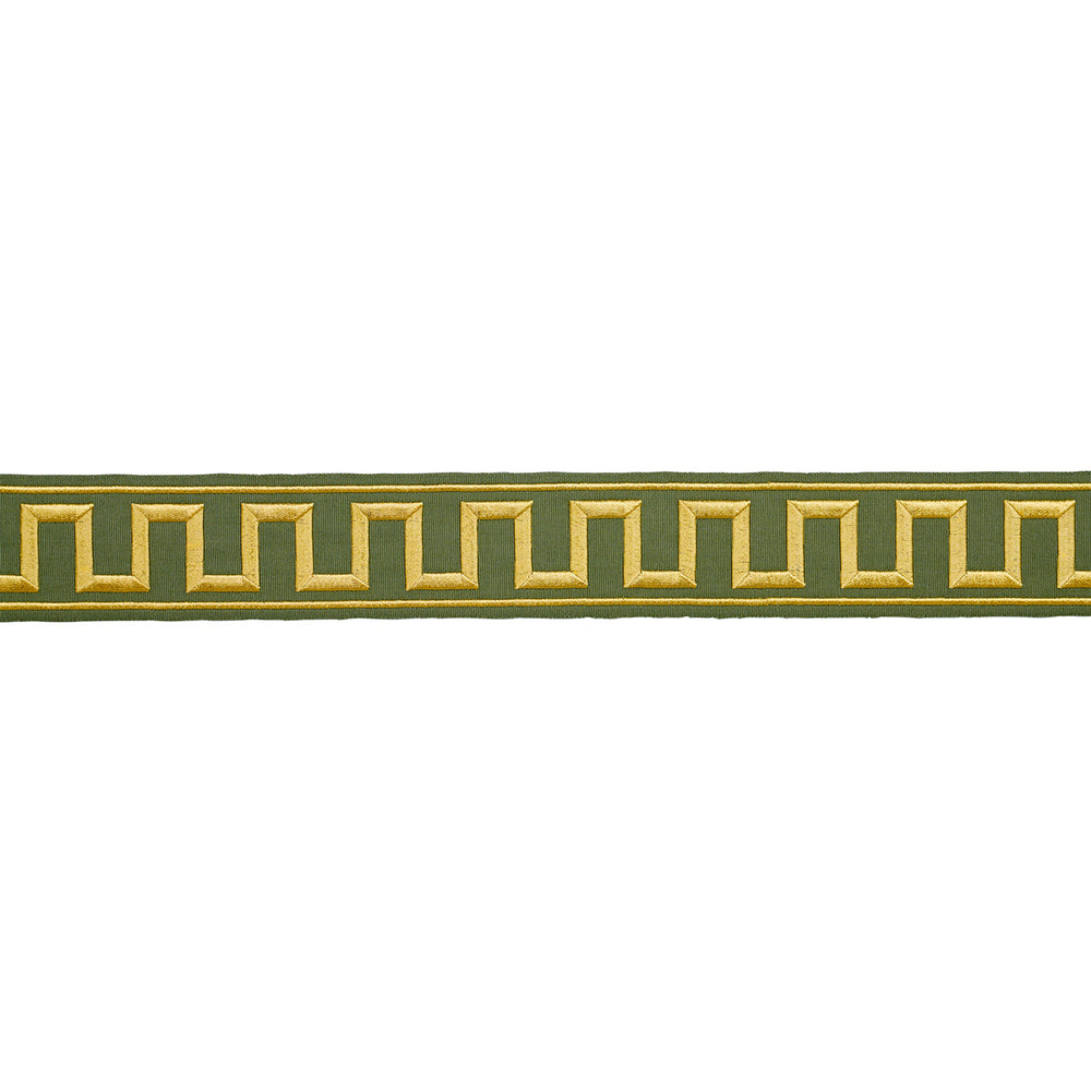 GREEK KEY EMBROIDERED TAPE | Olive