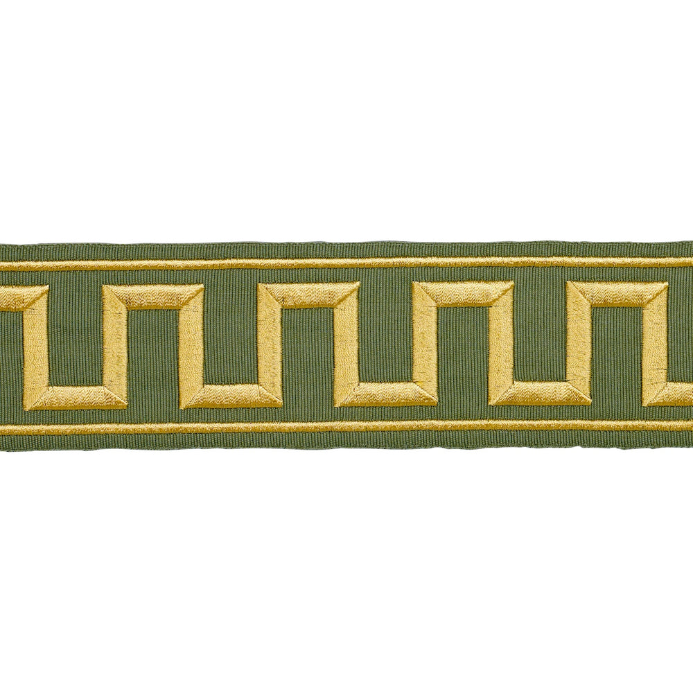 GREEK KEY EMBROIDERED TAPE | Olive