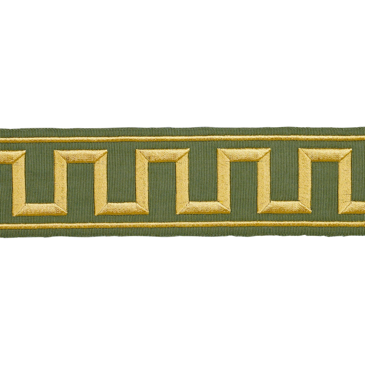 GREEK KEY EMBROIDERED TAPE | OLIVE