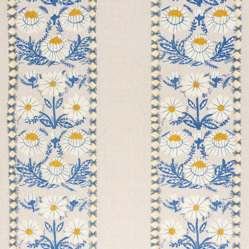 MARGUERITE EMBROIDERY | Blue & Ochre