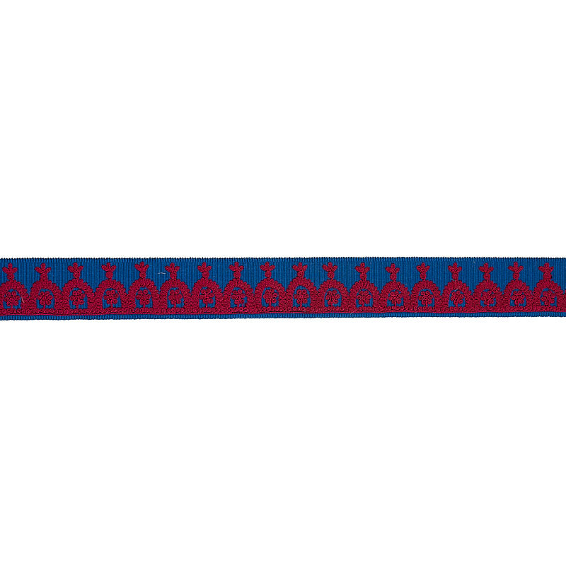 Noelia Embroidered Tape | Red On Blue