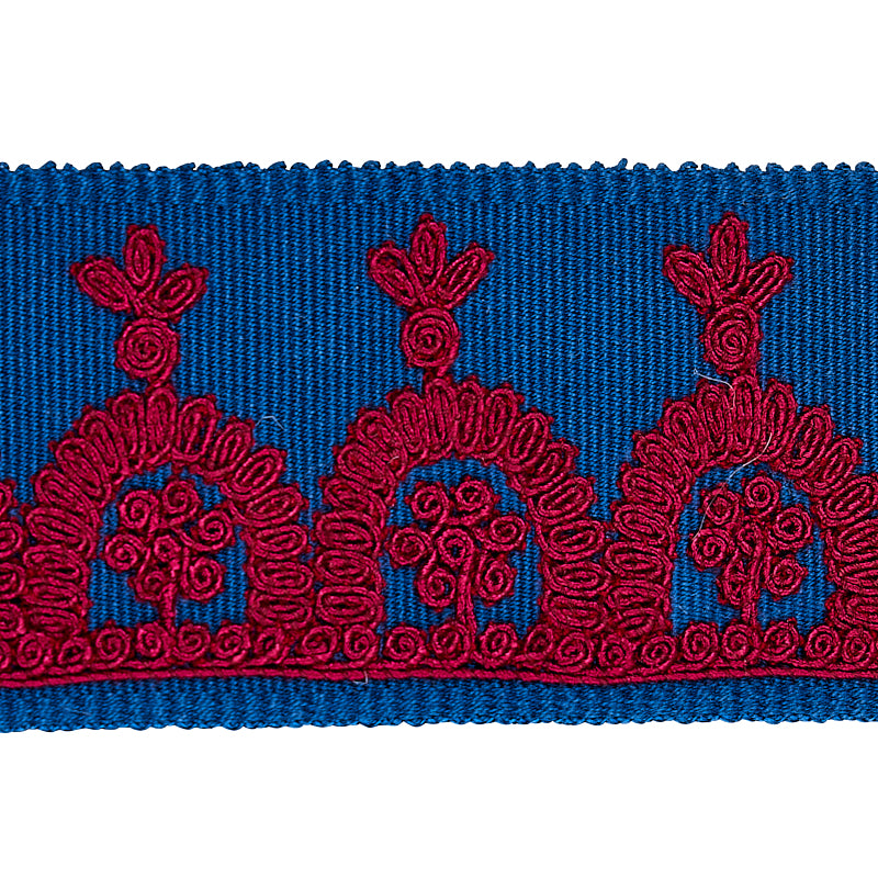 Noelia Embroidered Tape | Red On Blue