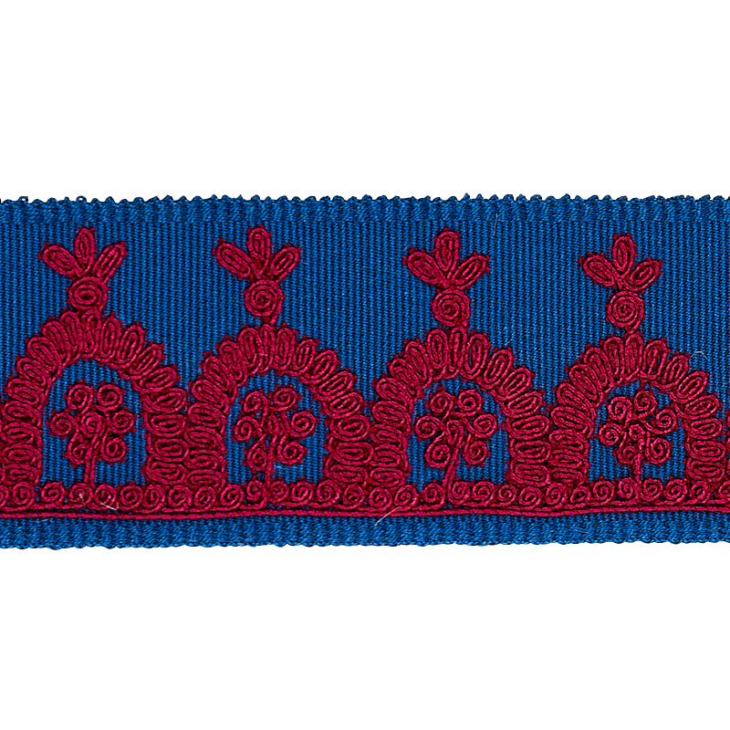 Noelia Embroidered Tape | Red On Blue