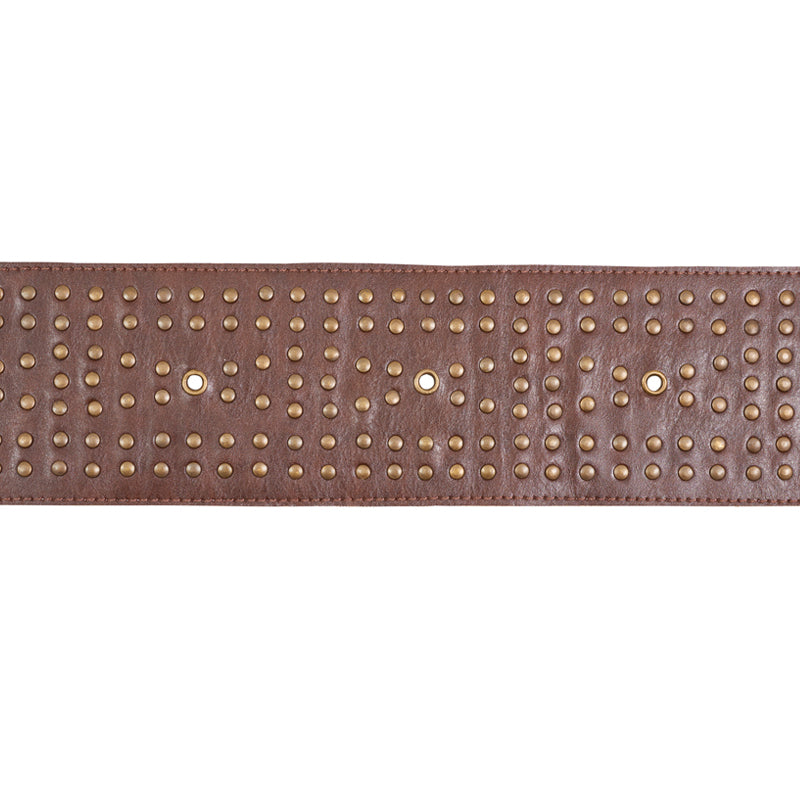 STUDDED LEATHER TRIM | Brown