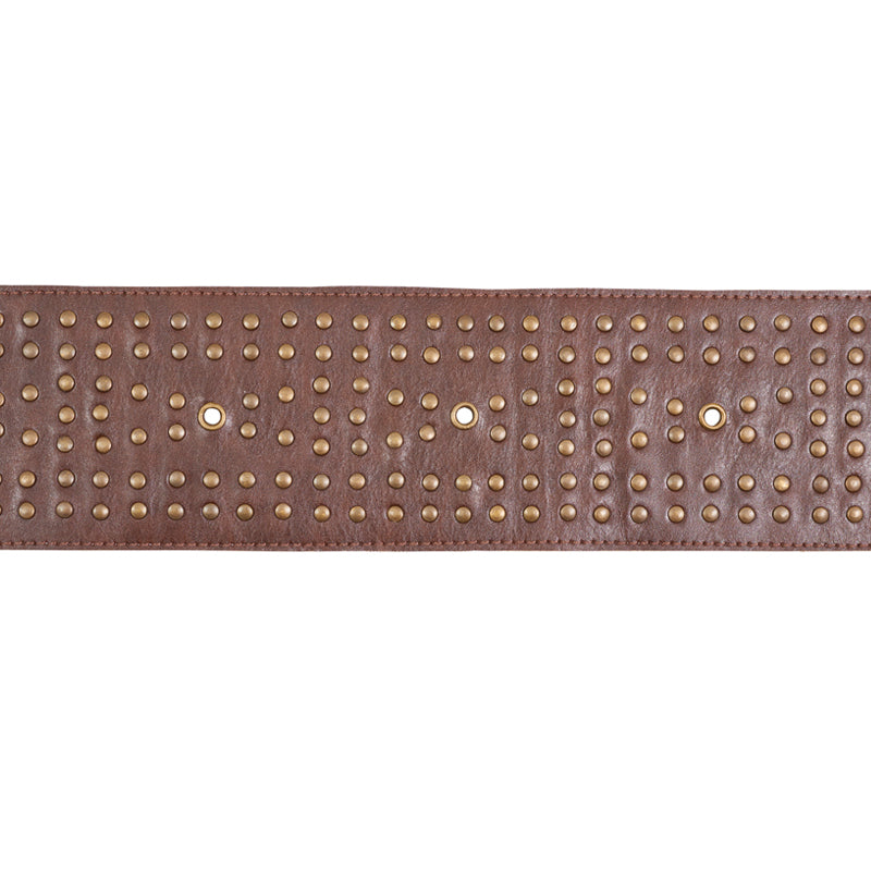 STUDDED LEATHER TRIM | BROWN